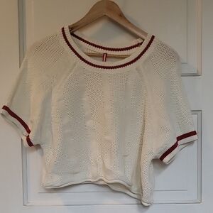 UNIONBAY Cream Knit Crop Top with Red Accents